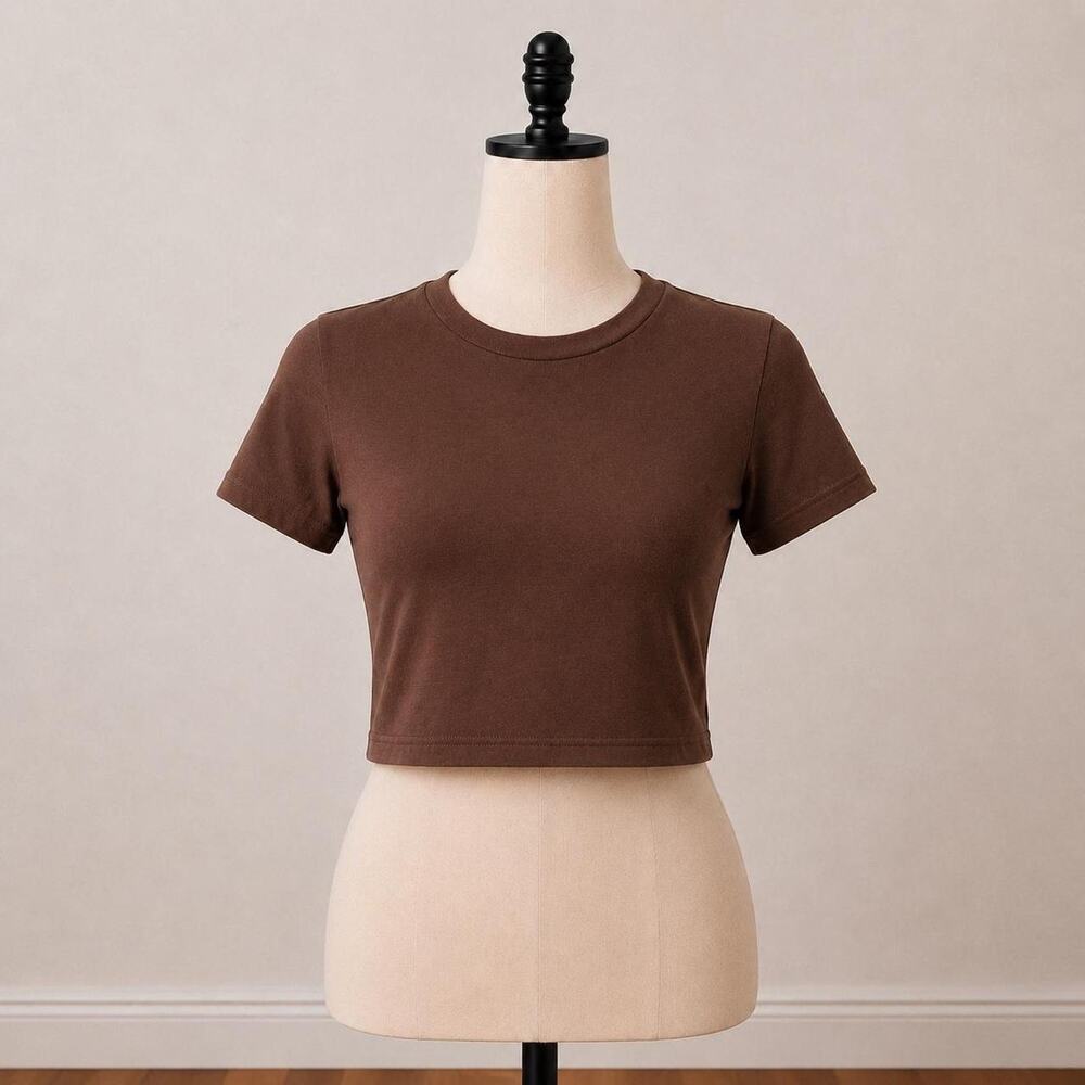 cider brown fitted baby tee